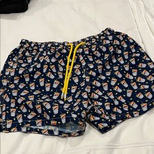 MC2 Saint Barth Navy Swim Shorts with Colorful Pattern